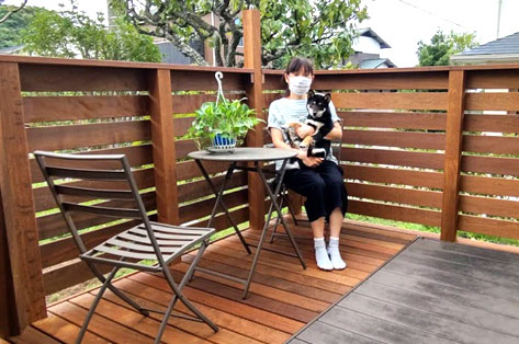 神奈川県鎌倉市H様 ペットのためのウッドデッキ施工事例・庭づくり