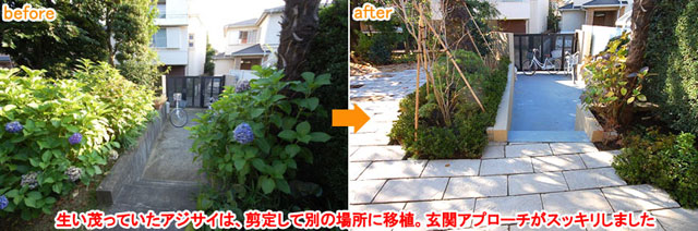 神奈川県藤沢市の庭,ガーデン,雑草対策,石張り(石貼り),造園お庭のリフォームはグリーンパトロール