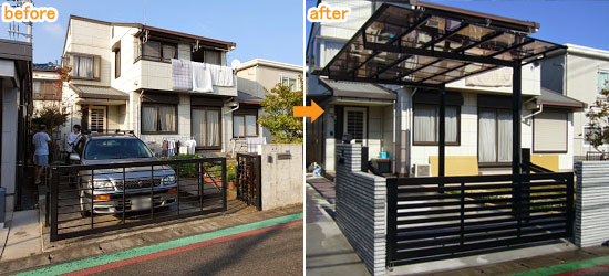 外構・エクステリア/カーポート 施工事例 お庭のリフォームはグリーンパトロール 神奈川県・鎌倉市・横浜市・川崎市・相模原市・藤沢市・茅ヶ崎市・厚木市・大和市・海老名市・小田原市・二宮町・大磯町・寒川町・平塚市