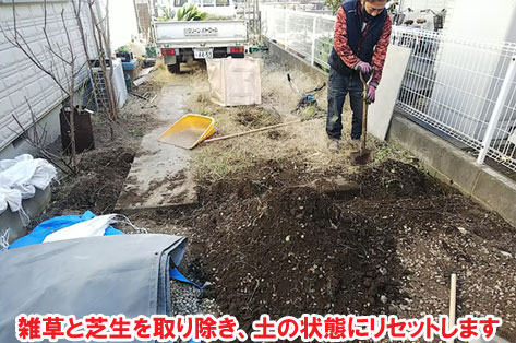 神奈川県藤沢市Ｈ様雑草対策　バラが似合うエレガントなデザイン　おしゃれなコンクリート雑草対策 造園施工例