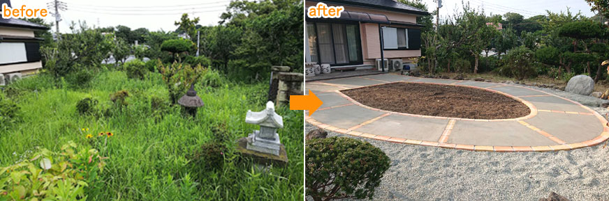 ビフォーアフター~広い庭をコンクリートと砂利敷きでコスパ良く雑草対策