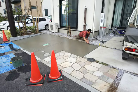 神奈川県藤沢市M様　駐車場拡張コンクリート工事施工例