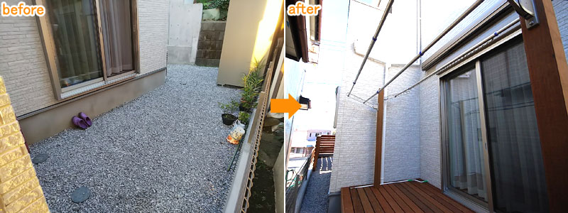 折りたたみ式の屋根付きで天気が悪くても安心~シニア世代の快適お庭リフォーム~手入れが楽で便利で安心。家族と楽しむ夢の庭づくり