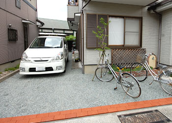 神奈川県小田原市 レンガ貼り雑草対策施工事例・庭づくり