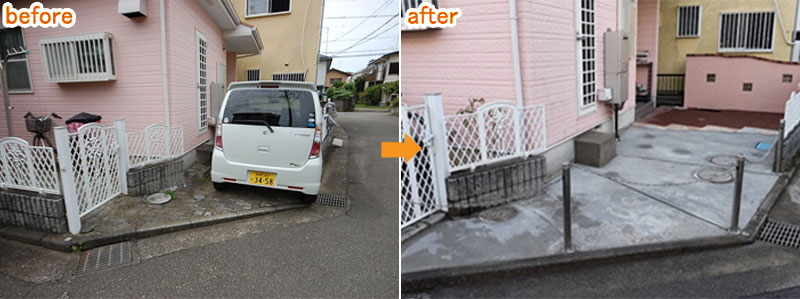 お客様の声/グリーンパトロールの口コミ、評判～神奈川県茅ヶ崎市H様邸 ウッドデッキ・駐車場・玄関アプローチ施工の感想・口コミ・評判