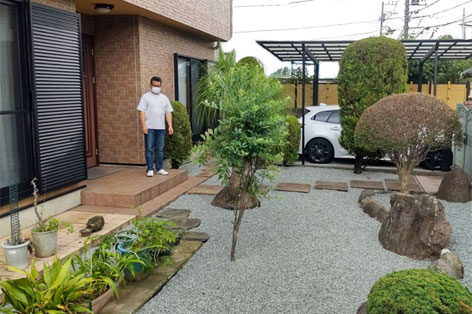 お客様の声/グリーンパトロールの口コミ、評判～藤沢市 S様様 庭木や庭石が多い庭・庭を整え雑草対策！・施工例・感想・口コミ・評判