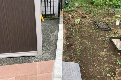 神奈川県秦野市K様邸 畑に砂利が行かないように 中古住宅を購入 広めな庭の雑草対策 施工後