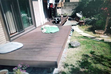 既存の人工木デッキをハードウッドで拡張 施工前 鎌倉市H様