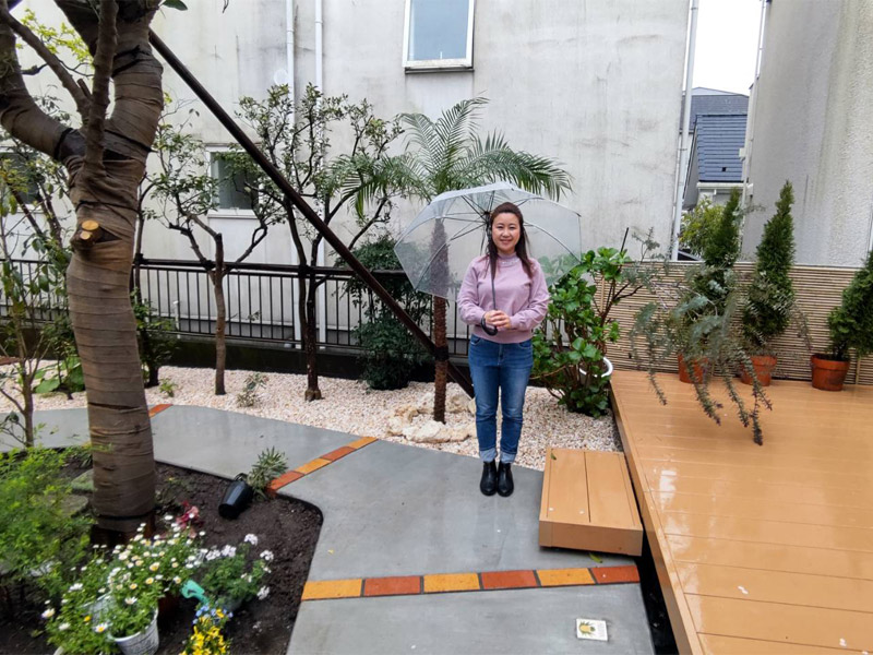 神奈川県 鎌倉市 W様邸 中古住宅購入後の庭リフォーム・和風樹木に洋風をプラス！ヤシを植えて南国風な庭