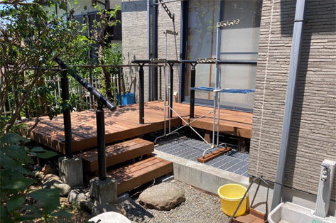 神奈川県川崎市高津区 ハードウッド･イタウバの高耐久ウッドデッキ 施工後