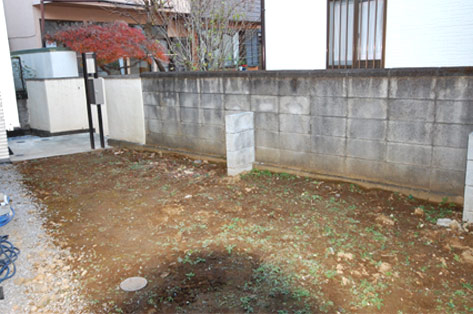 神奈川県川崎市多摩区 新築後そのままの庭 土の状態 施工前