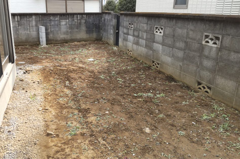 神奈川県川崎市多摩区 新築後そのままの庭 土の状態 施工前