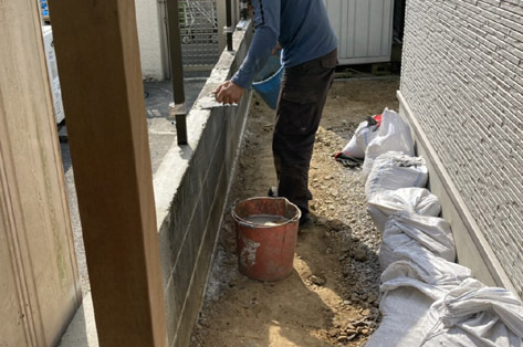 神奈川県川崎市多摩区 新築後そのままの庭 施工中