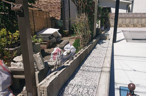 神奈川県川崎市宮前区 高さのあるブロック塀撤去 施工中