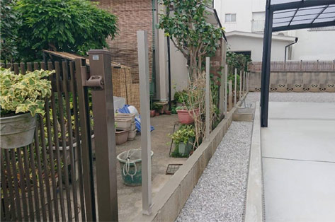 神奈川県川崎市宮前区 高さのあるブロック塀撤去 施工中