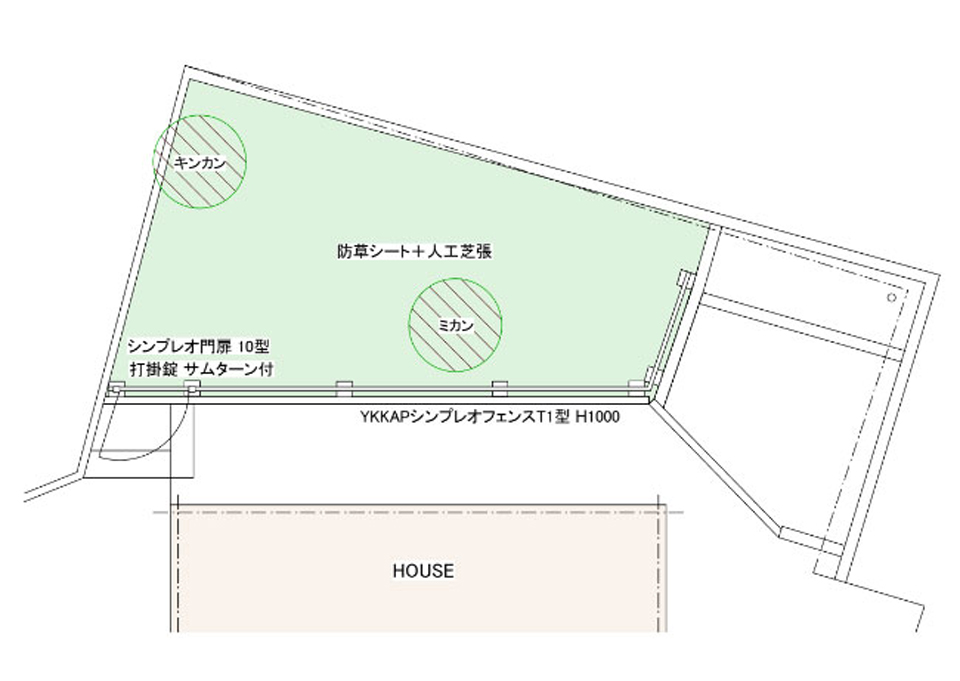 もう草取りに悩まない！手間いらずの庭リフォームで快適に～横浜市 O様邸 ご提案図