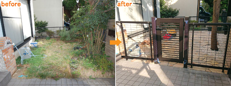 神奈川県横浜市K様ドッグラン、ペットの庭施工例