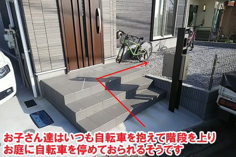 コンクリートの庭、自転車置き場・玄関スロープ 神奈川県・鎌倉市・横浜市・川崎市・相模原市・藤沢市・茅ヶ崎市・厚木市・大和市・海老名市・小田原市・二宮町・大磯町・寒川町・平塚市