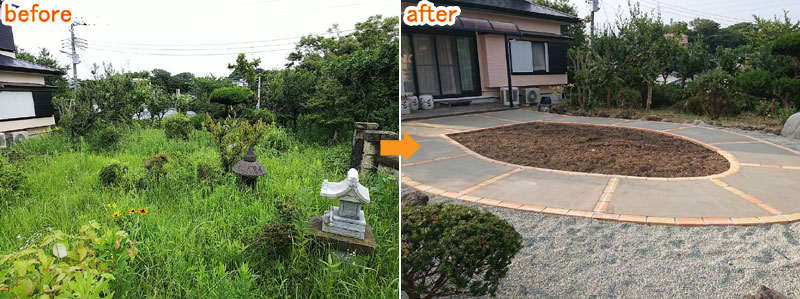広すぎる庭をコンクリートで管理しやすい庭に~神奈川県横須賀市事例